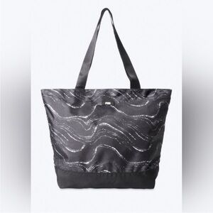 VS PINK Pure Black White Marble Weekender Bag Zipper‎ Closure Travel Tote XL NEW